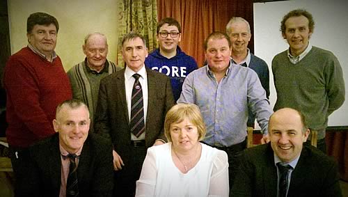 Executive Members - (excludes David Young) Back: Alan Cleland, Johnny Young (Honorary President), Harold McKee (Council Member), Stephen Gordon, Oliver McCann, Ivan Gordon, James Martin. Front: Basil Dougherty(Vice Chairman), Libby Young (Secretary), Jason Edgar (Chairman)