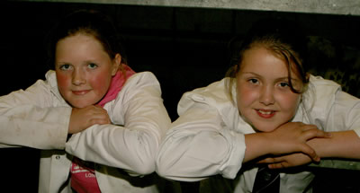 Hannah McCormick and Gemma Hetherington enjoy the British Blue Calf show at Moira last saturday afternoon. Pic Kevin McAuley