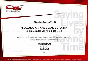 Air Ambulance Charity Donation