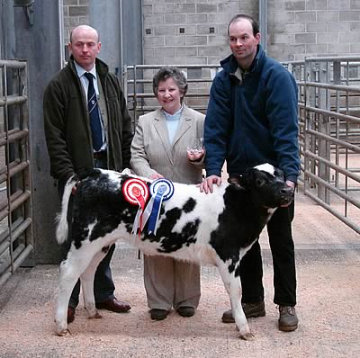 Prize presentation to Brian Blezard and his Reserve Champion heifer calf
