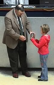 Isabella with Borders Club ChairmanBrian Wheatley
