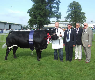 Supreme Champion, Solway View Black Beauty with breeder Kevin Watret, Judge, Jim Barber, Society Chairman, Jim Sloan & Society President Ted Haste