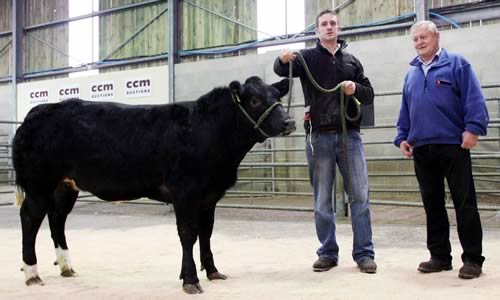 Steven Walker is pictured with the family’s 2015 Skipton suckled calf champion, joined by show judge Mike Thuey