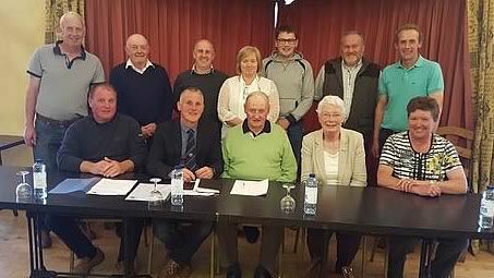 Executive Members - (excludes David Young) Back: Alan Cleland, Johnny Young (Honorary President), Harold McKee (Council Member), Stephen Gordon, Oliver McCann, Ivan Gordon, James Martin. Front: Basil Dougherty(Vice Chairman), Libby Young (Secretary), Jason Edgar (Chairman)