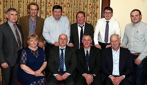 Club Dinner - (Excludes Johnny Young) Back: Harold McKee(Council Member), James Martin, Alan Cleland, Oliver McCann, Stephen Gordon, David Young (Treasurer) Front: Libby Young (Secretary), Jason Edgar(Chairman), Basil Dougherty (Vice Chairman), Ivan Gordon