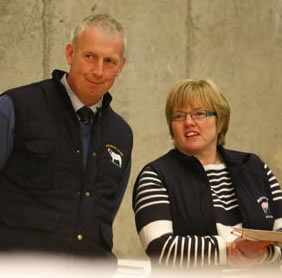 NI Blue Cattle Club Chairman, Ivan Gordon and Secretary, Libby Young watching the judging