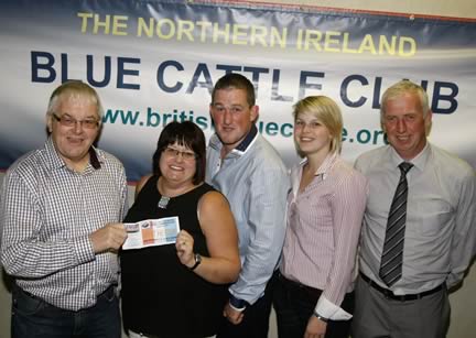 1.	Reserve Best Overall Herd, Best Heifer and Second in the Large Herd section was Ivan and Corrina Gordon owners of the Springbank Herd, Kilkeel.  Photo includes Natural Stockcare Ltd distributor John Linton of Blackhill Animal Care, Corrina Gordon, Steven OKane, Katrina Donaldson and Ivan Gordon. 